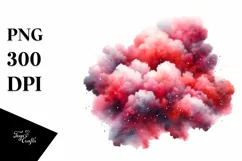 Colorful Redish Watercolor Cloud | Sublimation | Clipart Product Image 1