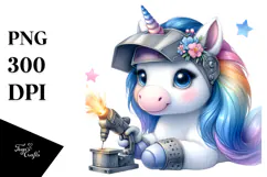 Cute Baby Unicorn Equipped for Welder | Sublimation Clipart Product Image 1