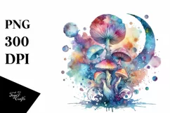 Colorful Watercolor Mushroom Splash | Clipart Product Image 1