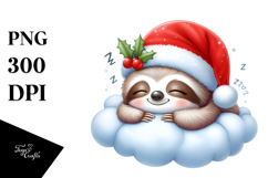 Cute Baby Sloth Dressed for Christmas PNG Product Image 1