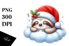 Cute Baby Sloth Dressed for Christmas PNG Product Image 1