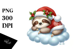 Cute Baby Sloth Dressed for Christmas PNG Product Image 1