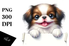 Funny Baby Japanese Chin Smiling on White Paper | Product Image 1