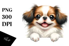 Funny Baby Japanese Chin Smiling on White Paper | Product Image 1