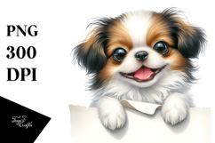 Funny Baby Japanese Chin Smiling on White Paper | Product Image 1