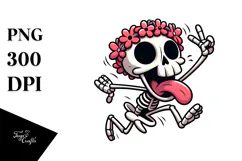 Goofy Skeleton with Flower Crown PNG Product Image 1