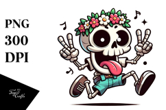 Goofy Skeletton with Flower Crown PNG Product Image 1