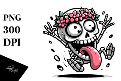 Goofy Skeleton with Flower Crown PNG Product Image 1