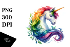 Simple Watercolor Vibrant Unicorn PNG Product Image 1
