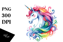 Simple Watercolor Vibrant Unicorn PNG Product Image 1