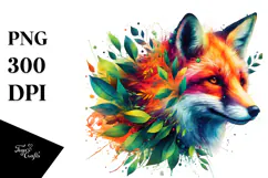 Vibrant Fox Made of Leaves, Transparent PNG Product Image 1