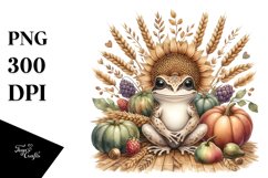 Funny Baby Frog Harvest Scene | Sublimation | Clipart Product Image 1