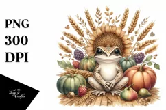 Funny Baby Frog Harvest Scene | Sublimation | Clipart Product Image 1