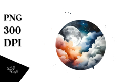 Abstract Moon with Foliage | Sublimation | Clipart Product Image 1