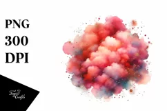 Colorful Redish Watercolor Cloud | Sublimation | Clipart Product Image 1