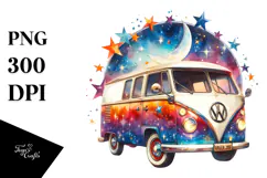 Vintage Van with Stars PNG Product Image 1