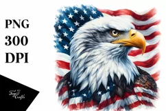 Watercolor Detailed Patriotic Eagle USA Flower Clipart Product Image 1