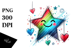 Colorful Star with Hearts, Transparent PNG Product Image 1