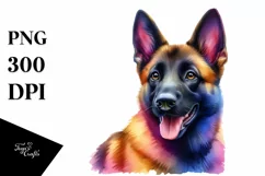 Cute Vibrant Malinois Watercolor | Sublimation | Clipart Product Image 3