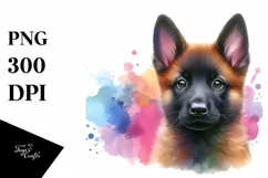 Cute Vibrant Malinois Watercolor | Sublimation | Clipart Product Image 1
