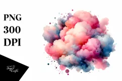 Colorful PINkish Watercolor Cloud | Sublimation | Clipart Product Image 3