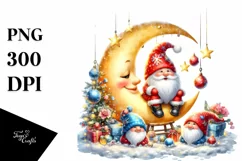 Cute Santa with Gnomes, High-Res PNG Product Image 1