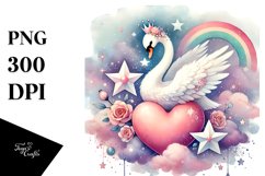 Colorful Swan on Star, PNG Product Image 1