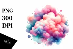 Colorful PINkish Watercolor Cloud | Sublimation | Clipart Product Image 1