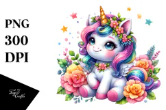 Vibrant Dressed Baby Unicorn PNG Product Image 1