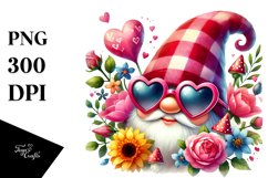 Colorful Valentines Gnome Watercolor PNG Product Image 1