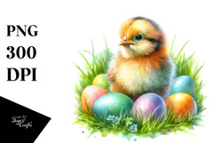 Digital Watercolor with Baby Chicken, Transparent PNG Product Image 1