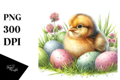 Digital Watercolor Baby Chicken PNG Product Image 1