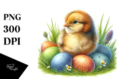Digital Watercolor Baby Chicken PNG Product Image 1