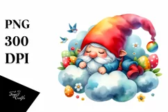 Easter Gnome Sleeping in the Clouds Clipart |T-shirt, Mug Product Image 1
