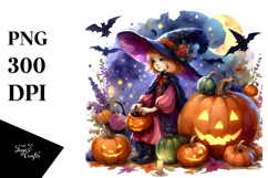 Vibrant Witch with Pumpkin | Sublimation Clipart Product Image 1