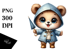 Watercolor Expressive Baby Bear | Clipart Product Image 1