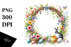Easter Watercolor Wreath PNG Product Image 1