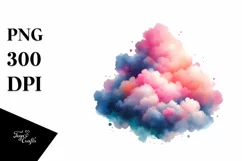 Colorful PINkish Watercolor Cloud | Sublimation | Clipart Product Image 3