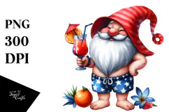 Whimsical Gnome with Cocktail PNG Product Image 1