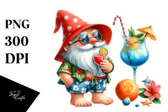 Whimsical Gnome in Beachwear PNG Product Image 1
