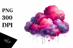 Colorful Magenta Watercolor Cloud | Sublimation | Clipart Product Image 1