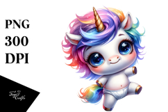 Cute Baby Unicorn with Cool Haircut PNG Product Image 1