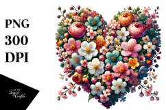 Spring Flowers Heart Watercolor Painting PNG Product Image 1