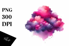 Colorful Magenta Watercolor Cloud | Sublimation | Clipart Product Image 1