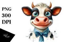 Funny Cow with Bow and Tie PNG Product Image 1