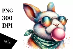 Colorful Quirky Bunny Watercolor Sticker Product Image 1
