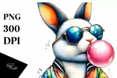 Colorful Quirky Bunny Watercolor Sticker Product Image 3