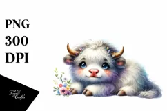 Colorful Watercolor Baby Musk Ox Product Image 1