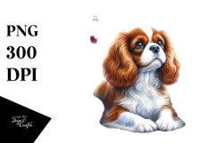 Cavalier King Charles Spaniel with Christmas Globes PNG Product Image 1