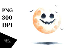 Funny Halloween Clipart with Full Moon PNG Product Image 1